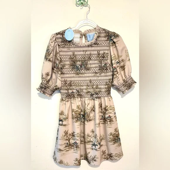 New Hill House Vivi nap mini dress in multi equestrian toile stretch crepe - Picture 6 of 12